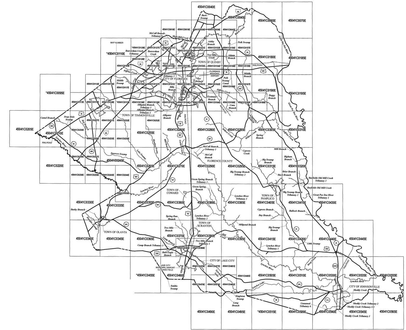 City Of Florence Sc Zoning Map Fema Preliminary Maps And Flood Insurance Study - Flood Plains - Planning -  Offices - County Of Florence